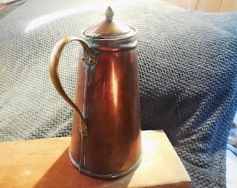 Copper and brass thermos for display, coffee/tea pot handle has stamp - Vintage 1940s
