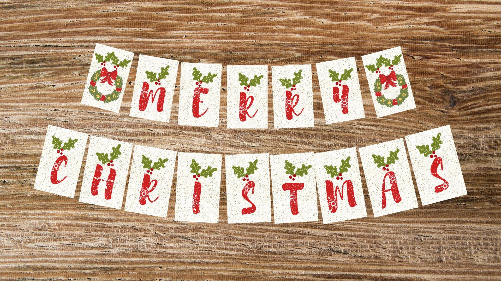 DIY Merry Christmas Banner Christmas Decorations Printable Etsy