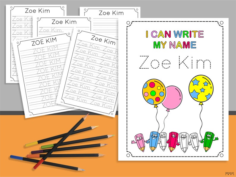 Printable Custom Name Handwriting Practice Sheets /& Alphabet Tracing worksheets Printables Kindergarten lettering worksheets Coloring pages