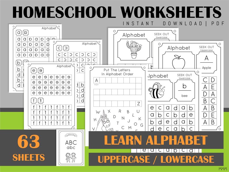 printable homeschool lettering worksheets practice sheets for etsy