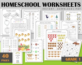 Grade 1 Homeschool Printables Workbook Practice Sheets | Etsy