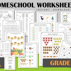 Grade 1 Homeschool Printables Workbook Practice Sheets | Etsy