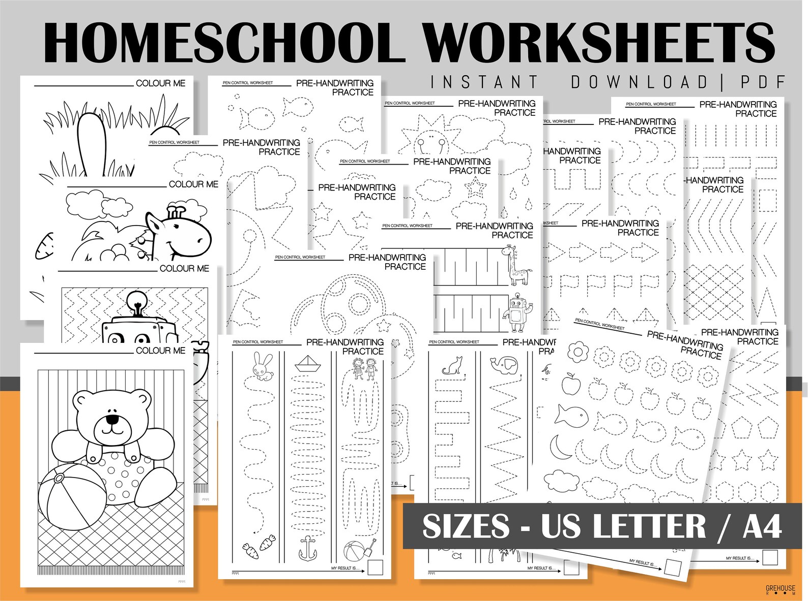 Homeschool Printables Handwriting Practice Sheets Coloring - Etsy