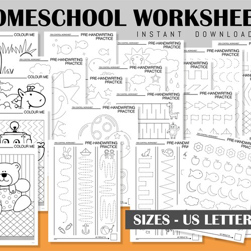 Homeschool Printables Handwriting Practice Sheets Coloring - Etsy