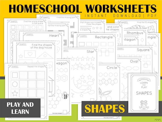 homeschool printables shapes tracing worksheets for kids etsy australia