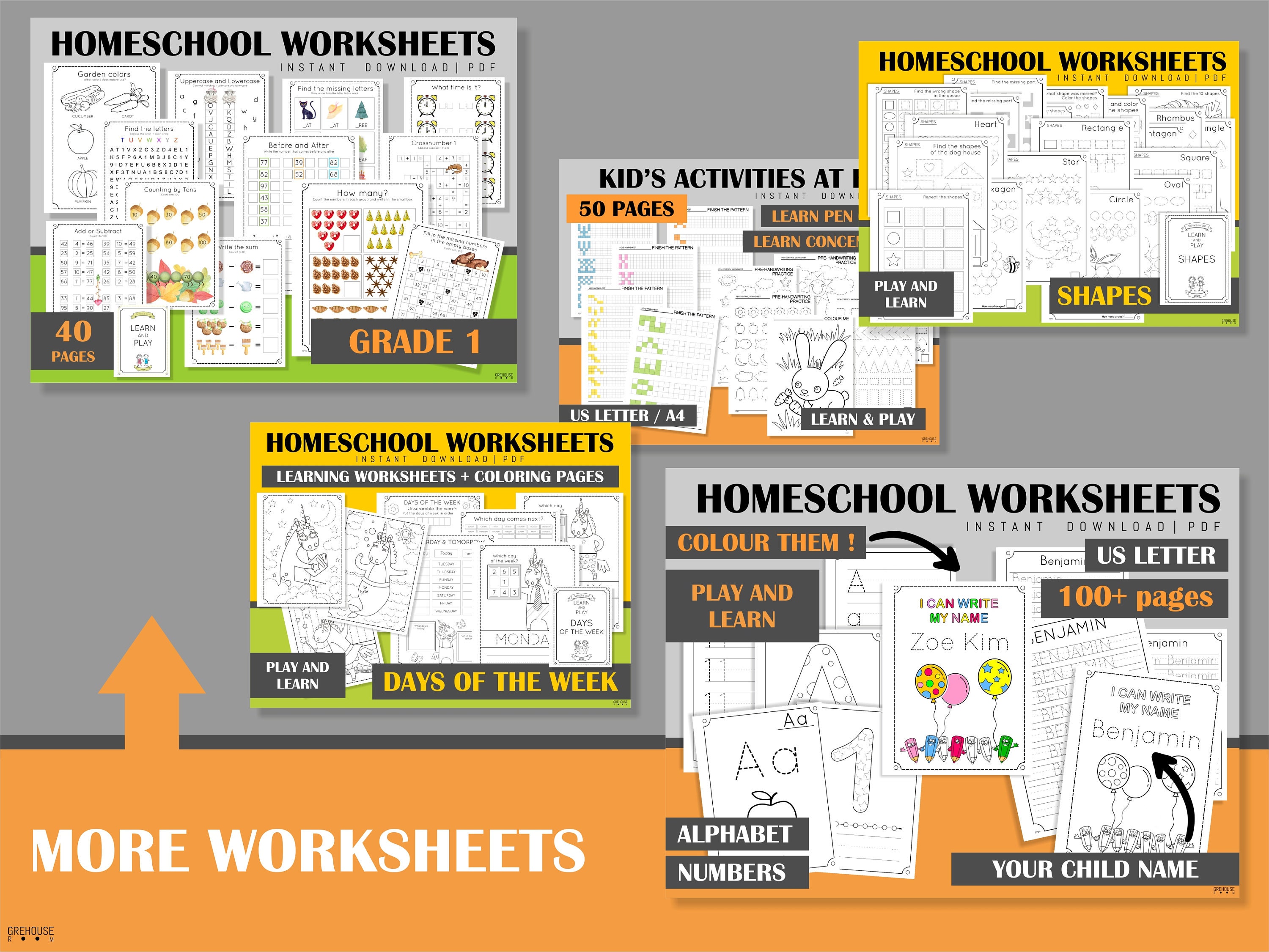 Printable Homeschool Lettering Worksheets Practice Sheets for - Etsy Canada