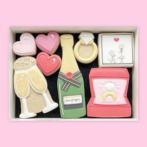 Caja de regalo de galletas glaseadas para compromiso