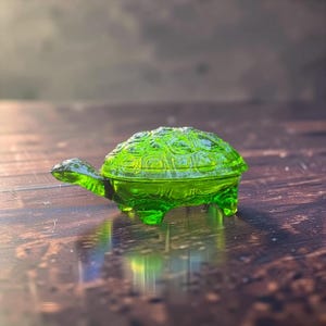 Scatola portagioie vintage in vetro verde a forma di tartaruga, scatola decorativa in vetro a forma di tartaruga, porta gioielli a forma di animale, piccola scatola in vetro da collezione, tartaruga vintage