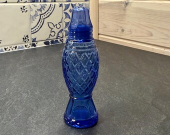 Vintage AVON Cobalt Blue Glass Shaker – Crystal Point, 1980s Collectible