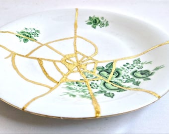 金継ぎプレート - 15種類のブレイク：黄金の修復、侘び寂びの装飾