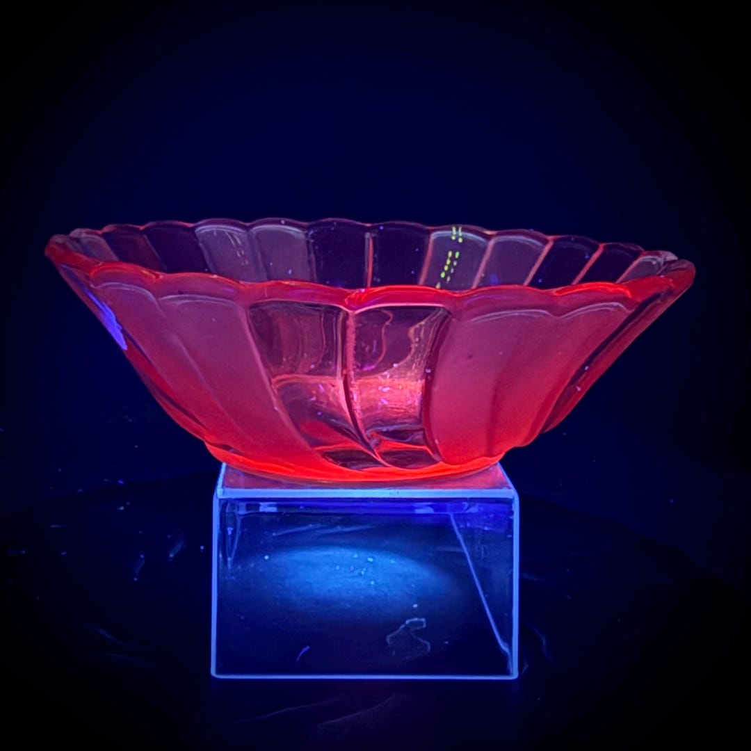 Vintage Rosaline Pink Depression Glass Dessert Bowl, Glows Red Pink ...