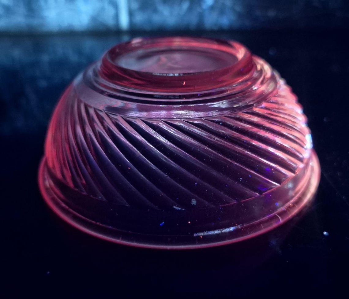 Vintage Rosaline Pink Depression Glass Dessert Bowl, Glows Red Pink ...