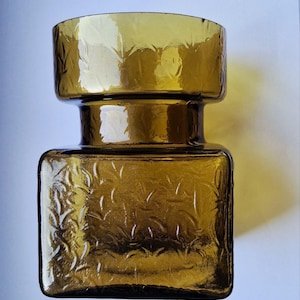 Vintage Riihimäki Pala Amber Glass Vase - Helena Tynell Finnish Art Glass