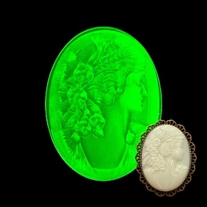 Uranium Glass Jewelry Brooch – Art Nouveau White Latte Pin