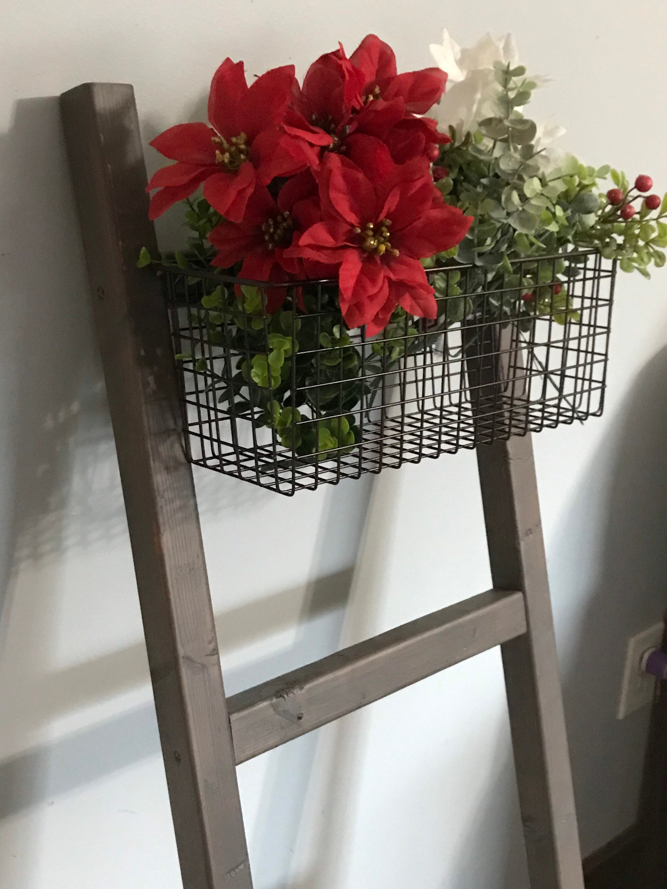 Blanket ladder with Basket Quilt Rack Towel Storage Blanket Etsy