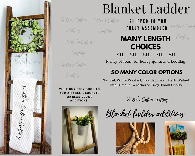 Blanket Ladder Wide Storage Ladder Stocking Ladder 6 Foot Etsy