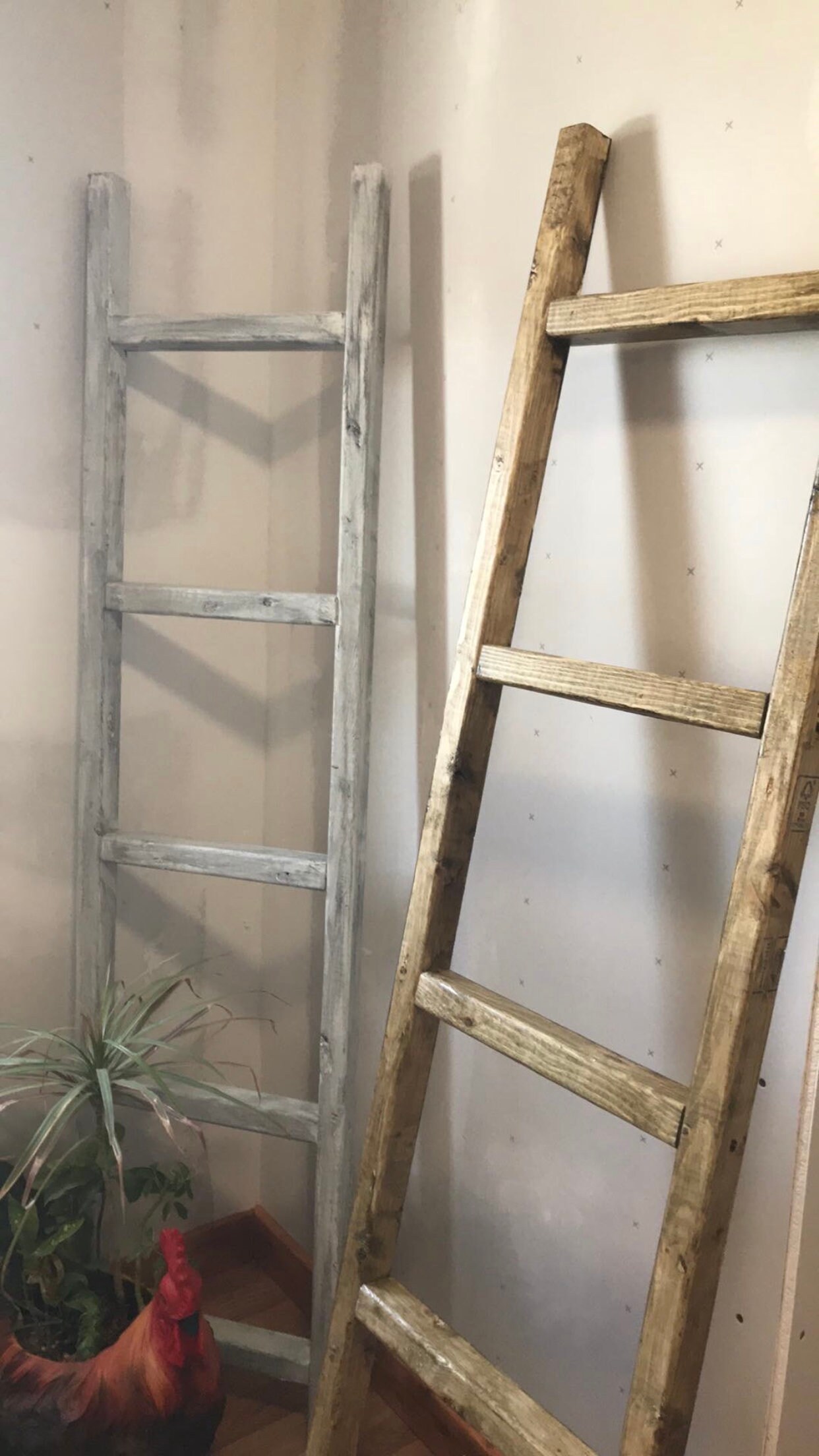 Blanket ladder with Basket Quilt Rack Towel Storage Blanket Etsy