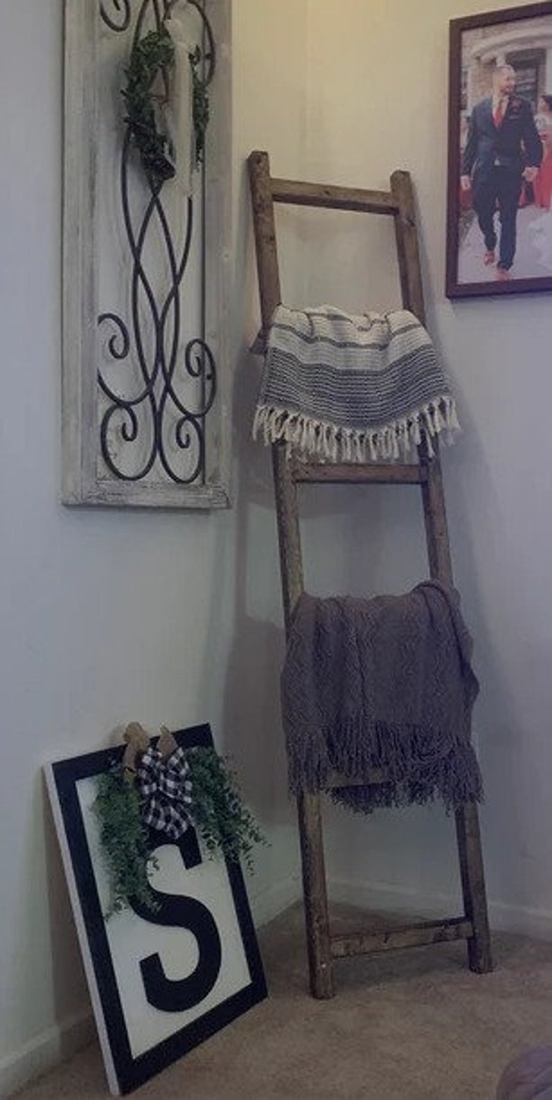 Wood Blanket Ladder Quilt Rack Towel Storage Etsy