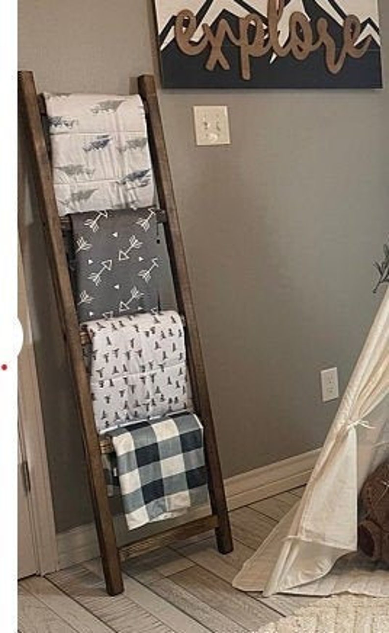 Wood Blanket Ladder Quilt Rack Towel Storage Etsy