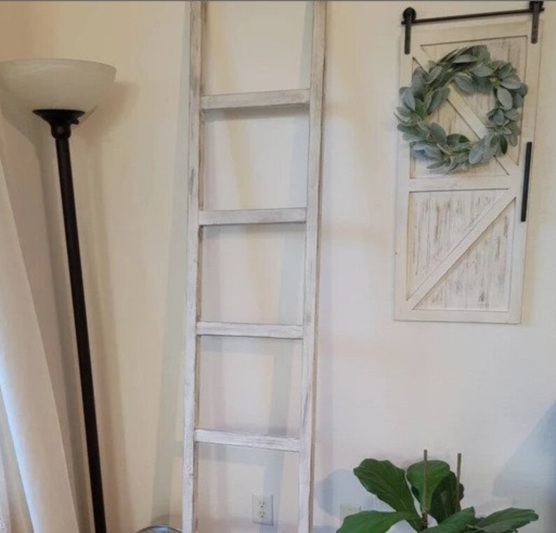 6 Ft Rustic Wooden Farmhouse Blanket Ladder 5 Ft Towel Etsy