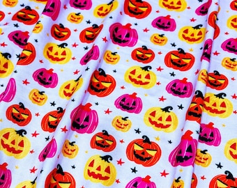 Podwójnie szczotkowane poliester, neonoworóżowe/pomarańczowe/żółte lampiony Jack-o-Lantern z jasnoróżową podstawą, 180 GSM