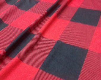 Dubbel geborstelde polystof: rode en zwarte buffelruit, 170 gsm