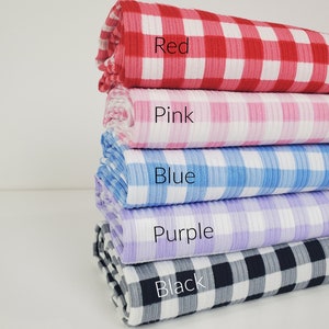 Rippenstrickstoff, Karodruck, Rot/Pink/Blau/Lila/Schwarz, PolySpandex-Mischung, Stoff per 1/2 Yard, Yard oder Muster, 4-Wege-Stretch