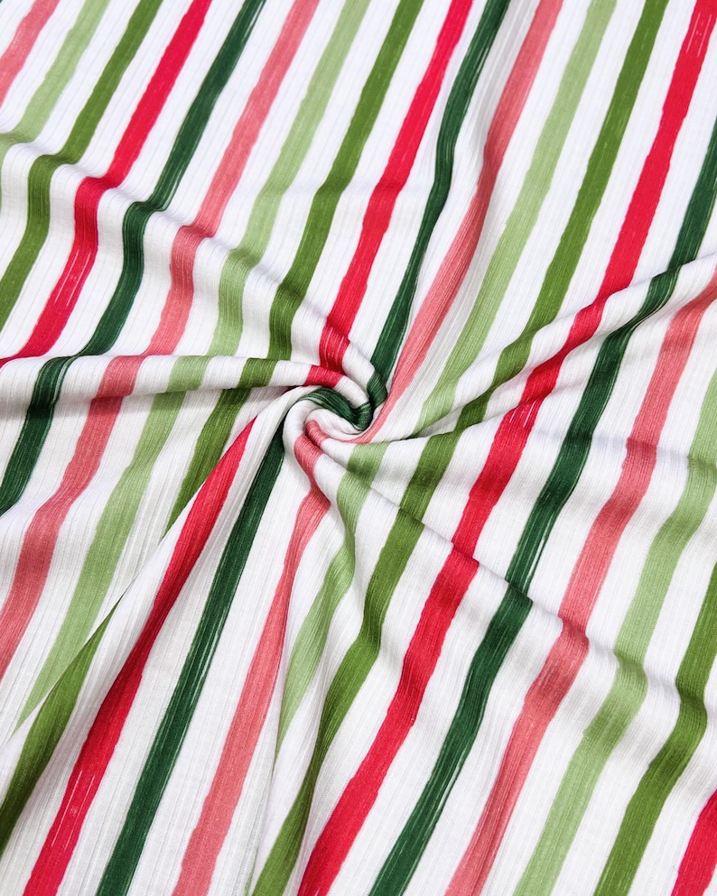 Grogram Cloth Rib Knit Fabric, Vertical Stripes in Shades of Pinks and Greens, 4x2 ...