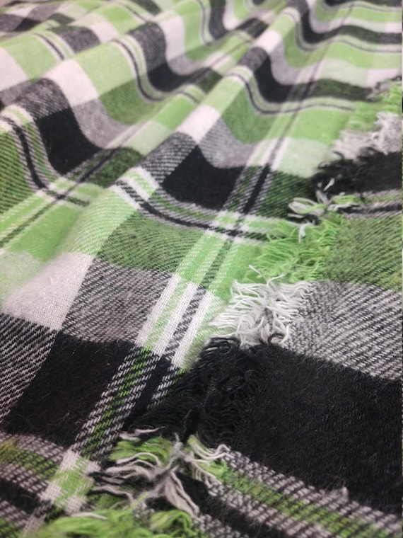 Plaid Flannel Fabric, Lime 100% or 1/2 - Fabric Green/black/white, the Cotton, Yard, Yard, by Etsy Sample