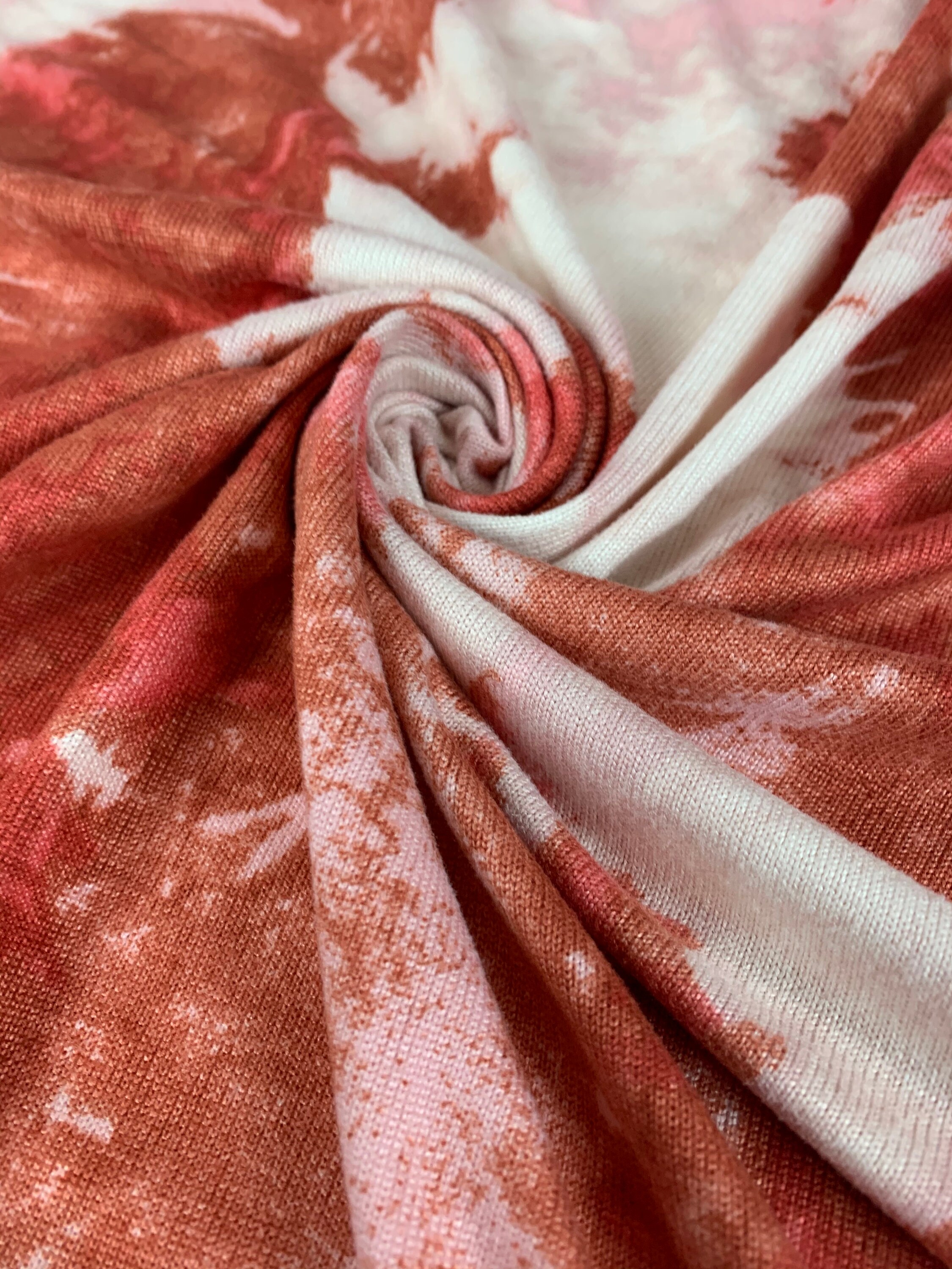 CLEARANCE - Super Soft Hacci Sweater Knit Fabric, Rust/ivory Tie