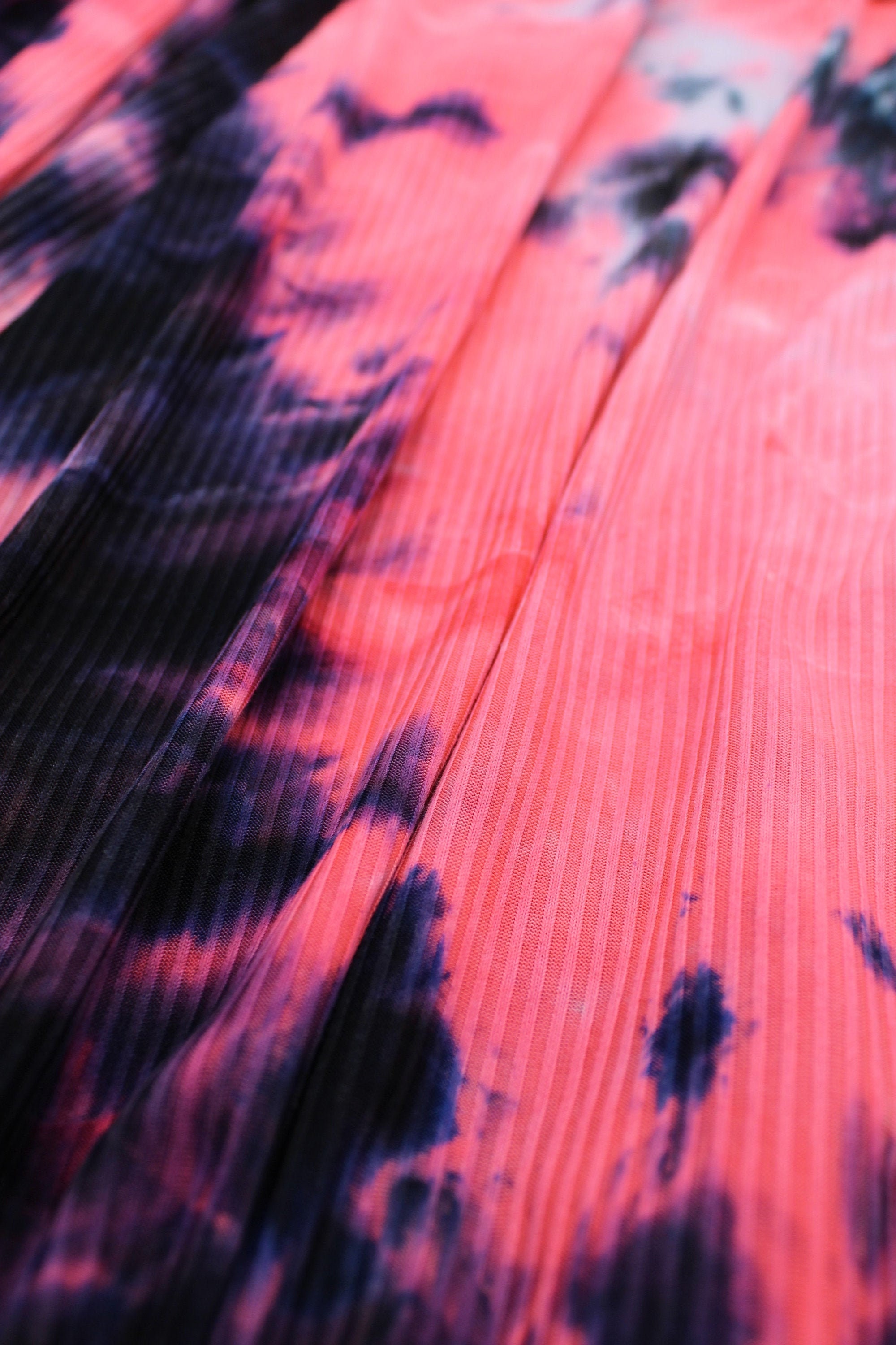 Ribbed Knit Fabric, Hot Pink and Black Tie Dye with Hints of Purple, …