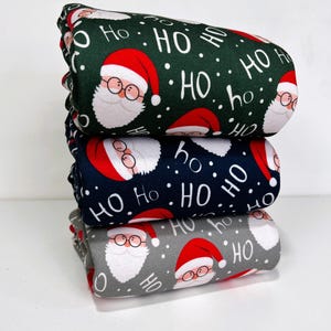 Alpine Sweatshirt Fleece Fabric, Christmas Santa Print, 3 Color Ways, Micro Fleece Backing, Cotton/Polyester Blend