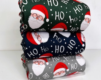 Alpine Sweatshirt Fleece Fabric, Christmas Santa Print, 3 Color Ways, Micro Fleece Backing, Cotton/Polyester Blend