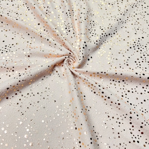 Super Soft Hacci Sweater Knit, Rose Gold Foiled Polka Dot, Light Pink Base, Brushed Fabric, Fabric by the 1/2 Yard, Yard, or Sample