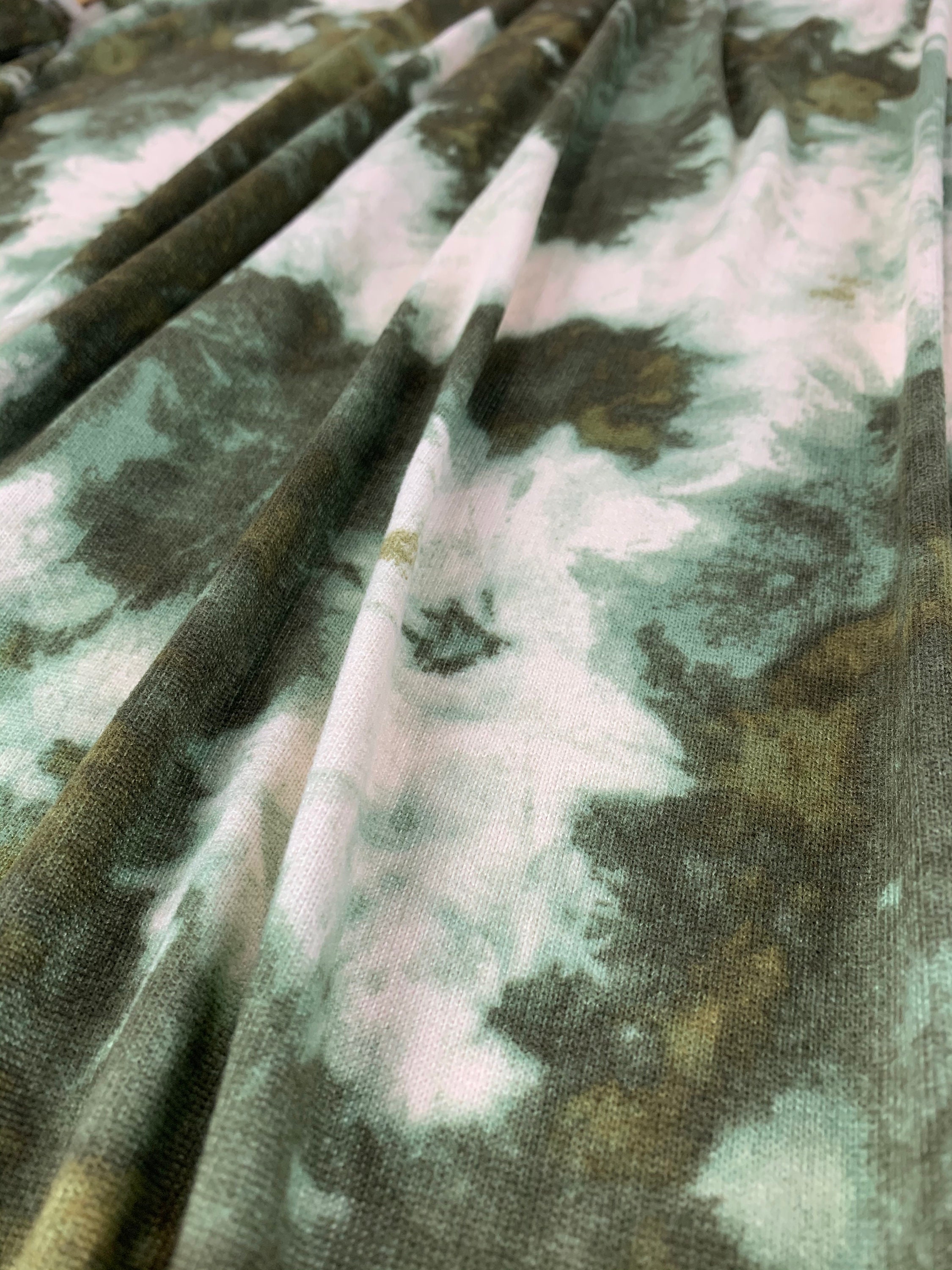 Super Soft Hacci Sweater Knit Fabric Sage/Ivory Tie Dye Poly | Etsy