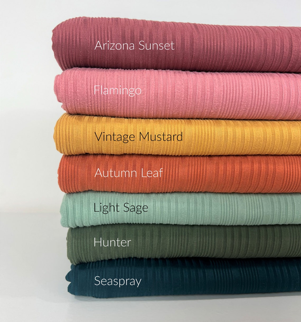 14 COLORS - Variegated Ribbed Knit Fabric, Solids Variety, Poly Spandex ...