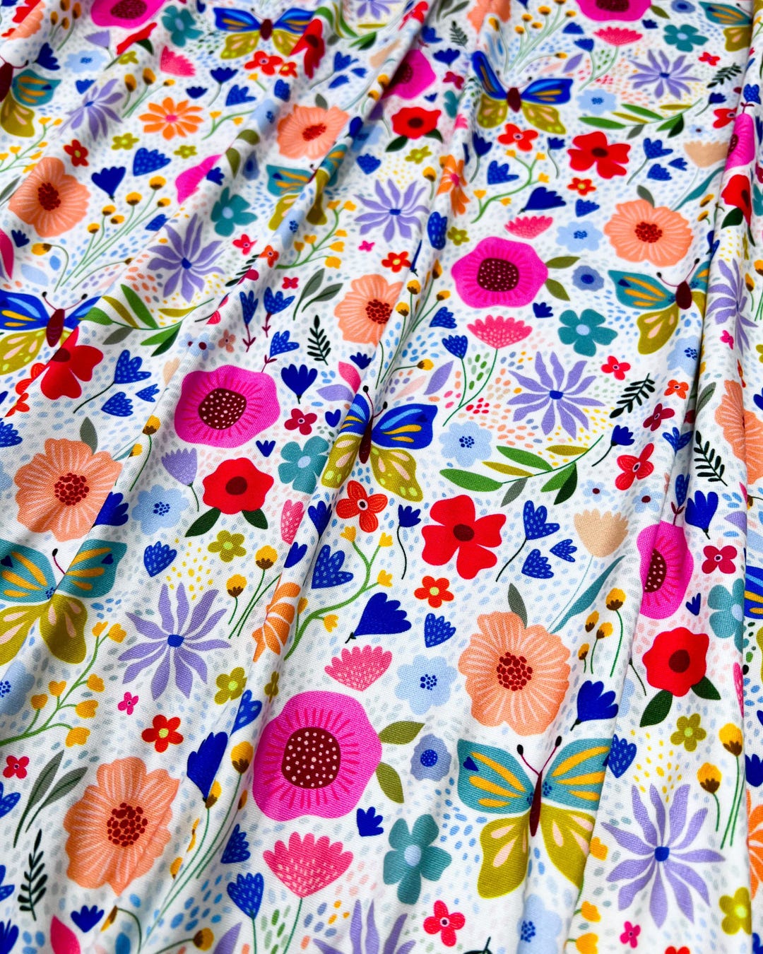 Double Brushed Poly, Bright and Colorful Spring Garden, Poly Spandex - Etsy