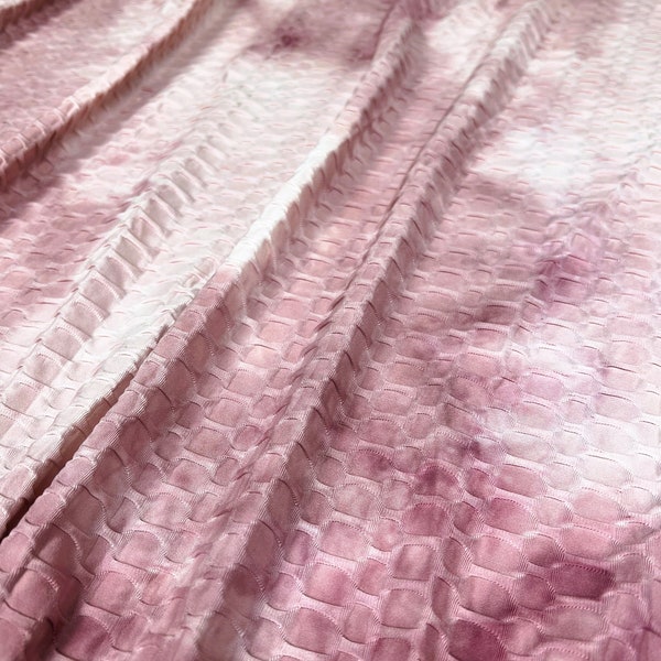 Honeycomb Knit Fabric, Mauve/Light Pink/White Tie Dye, Athletic/Swimwear, Polyester Spandex Blend, Fabric by the 1/2 yard, yard, or Sample