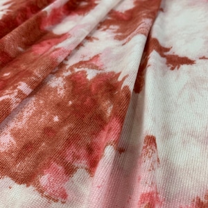 CLEARANCE - Super Soft Hacci Sweater Knit Fabric, Rust/Ivory Tie Dye, Poly Spandex Blend, Fabric by the 1/2 Yard, Yard, or Sample