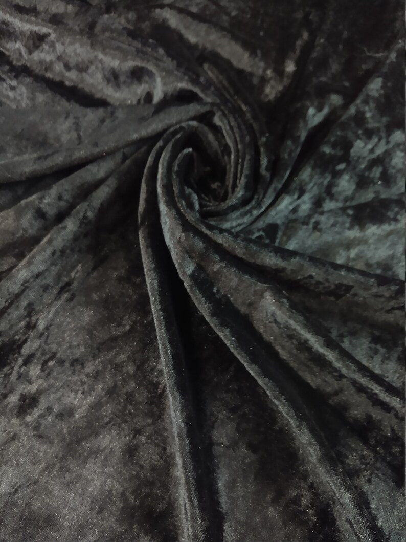 Crushed Velvet Fabric Black Fabric Poly Spandex Blend Etsy