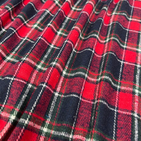 Plaid Flannel Fabric, Red/Blue w/ hints of White/Green Plaid, 100% Cotton, Fabric by the 1/2 Yard, Yard, or Sample