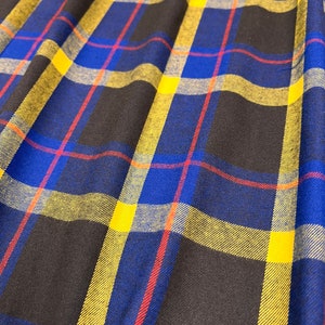 Plaid Flannel Fabric, Brown/Blue/Yellow Plaid w/ Hints of Red, Medium Weight,
