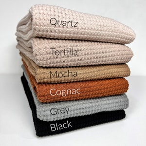 Chunky Waffle Knit Fabric, SOLIDS VARIETY, 15 Colors Available, Fabric by the 1/2 Yard, Yard, or Sample, 4 Way Stretch, 220 GSM