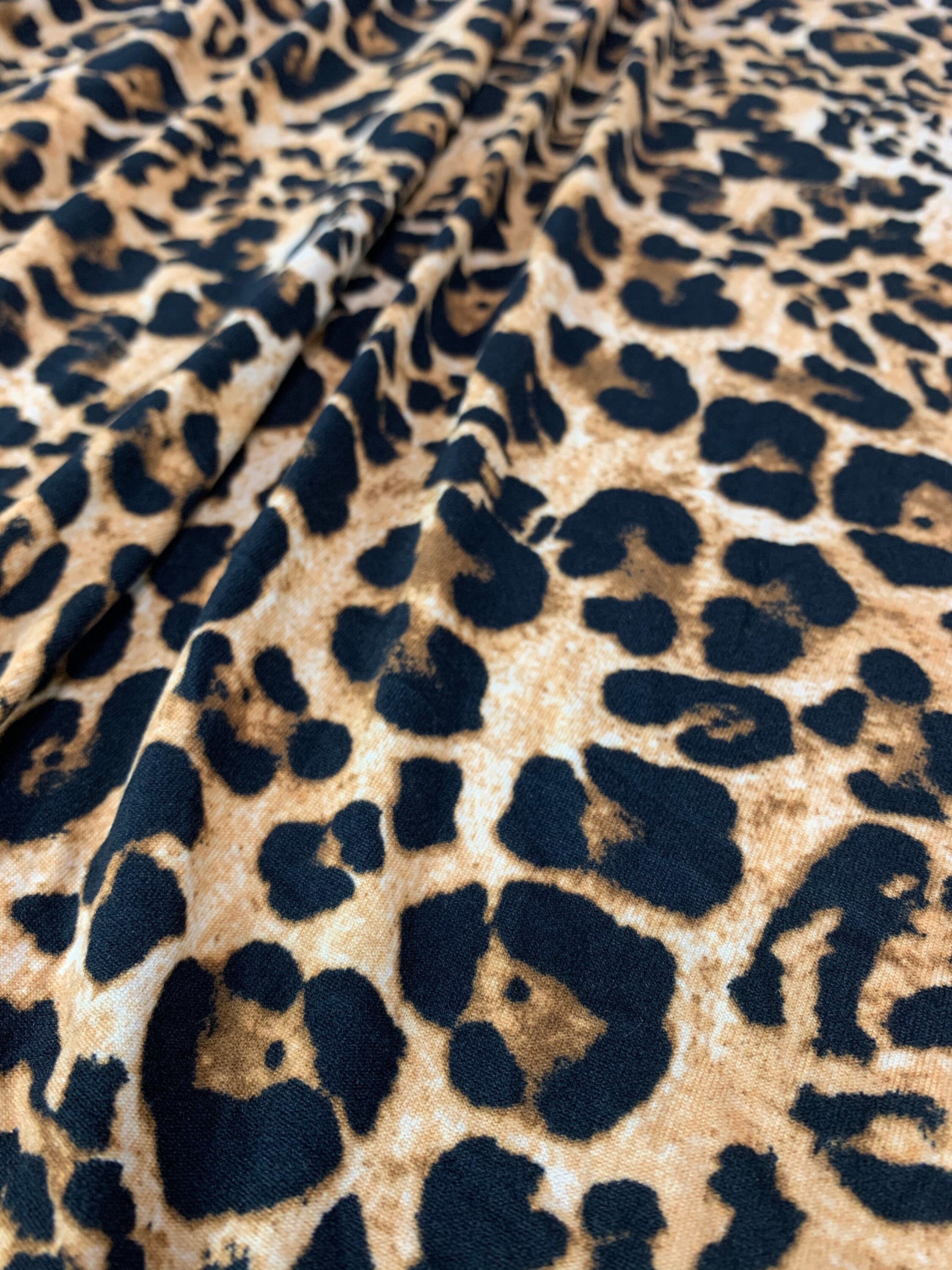 Double Brushed Poly, DBP Fabric, Leopard Print, Fabric by the 1/2 Yar…
