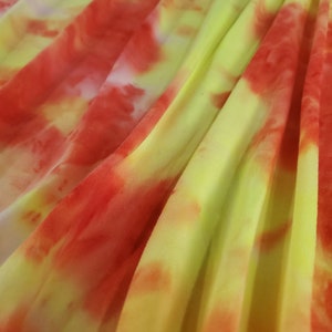 Double Brushed Poly, DBP, Orange/Yellow/White Tie Dye Fabric, Poly Blend,