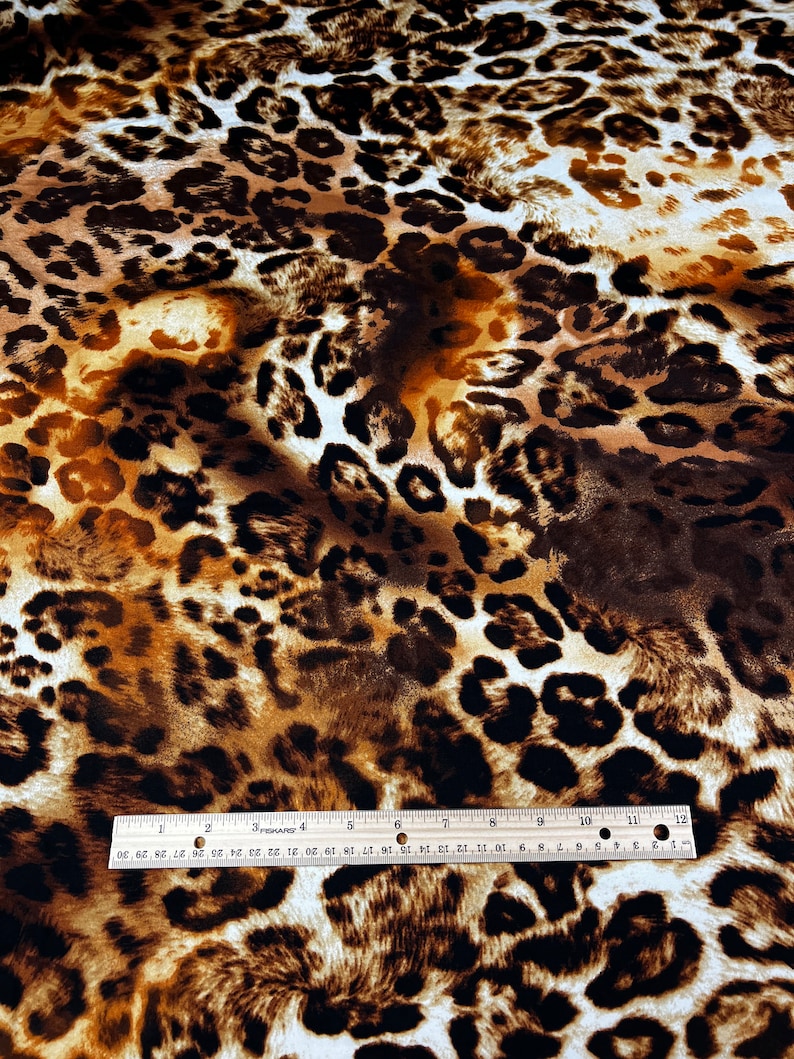 Double Brushed Poly Brown/caramel Tie-dye Leopard Print Poly - Etsy