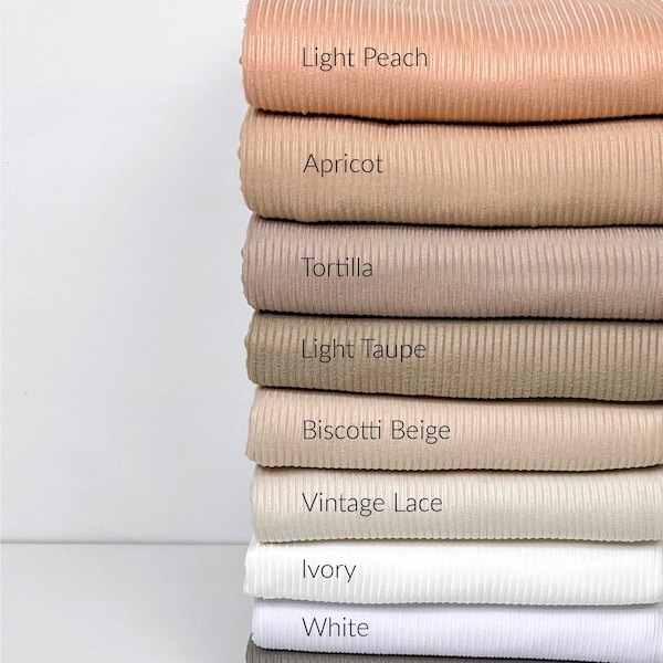 Rib Knit Fabric (4x2): 63 Colors, Solids Variety, Poly Spandex, 190 GSM