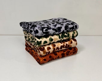 Double Brushed Poly, DBP Fabric, Abstract Leopard Print, Fabric by the 1/2 Yard, Yard, or Sample, 4 Way Stretch