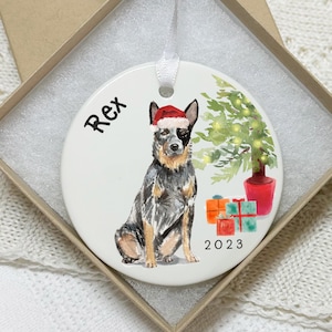 Alsatian Dog Bauble, Personalised Christmas Dog Decoration for German Shepherd, Ceramic Disc
