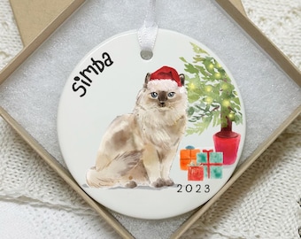 Ragdoll Cat Christmas Bauble, Ragdoll Kitten Cat Breed Decoration, Personalised with Cat Name